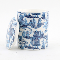 Blue and White chinoiserie candle
