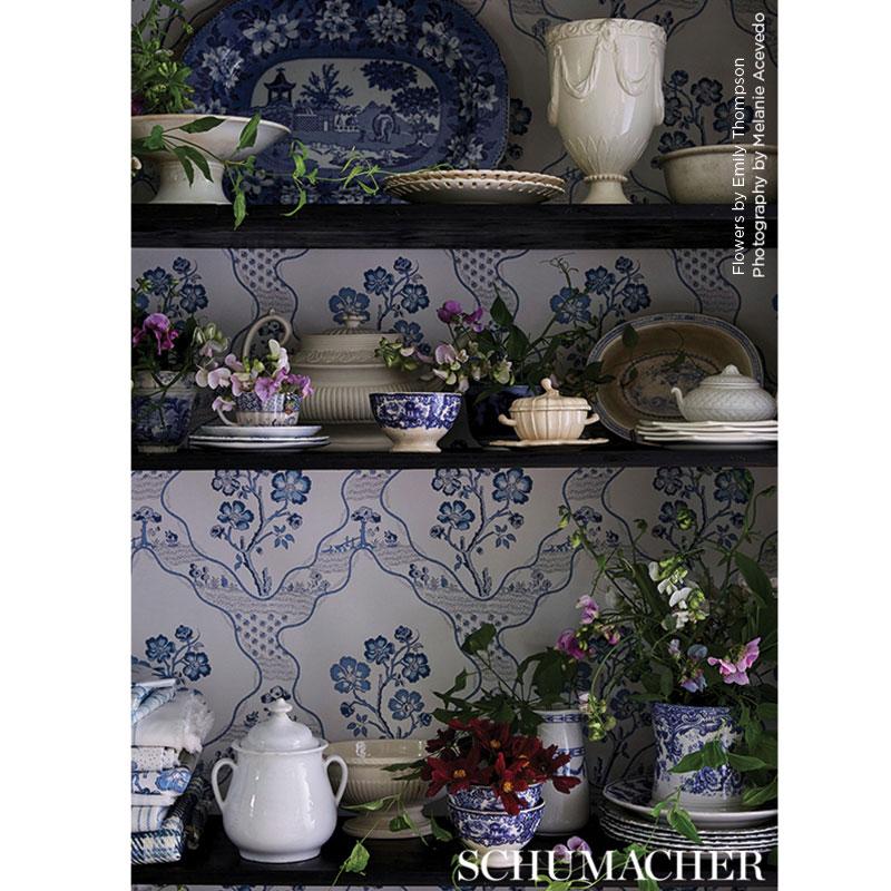 Marella Delft Wallpaper by Schumacher – Boxwood Antique Market