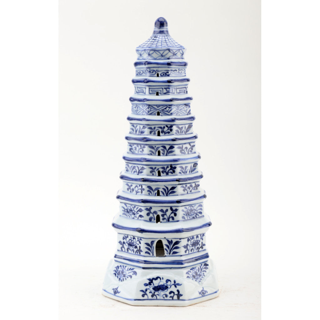 Blue and White Pagoda Tulipiere