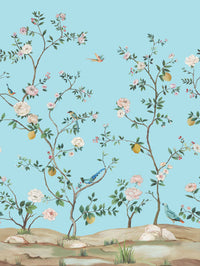 Blossom Chinoisserie Mural - Cerulean Blue