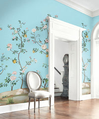 Blossom Chinoisserie Mural - Cerulean Blue