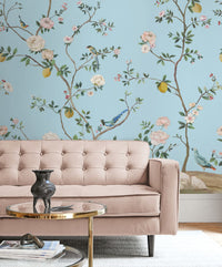 Blossom Chinoisserie Mural - Cerulean Blue