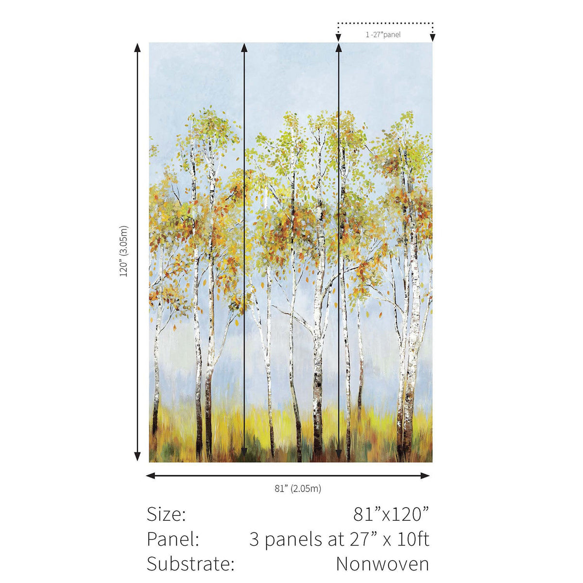 Aspen Tree Mural - Sky Blue