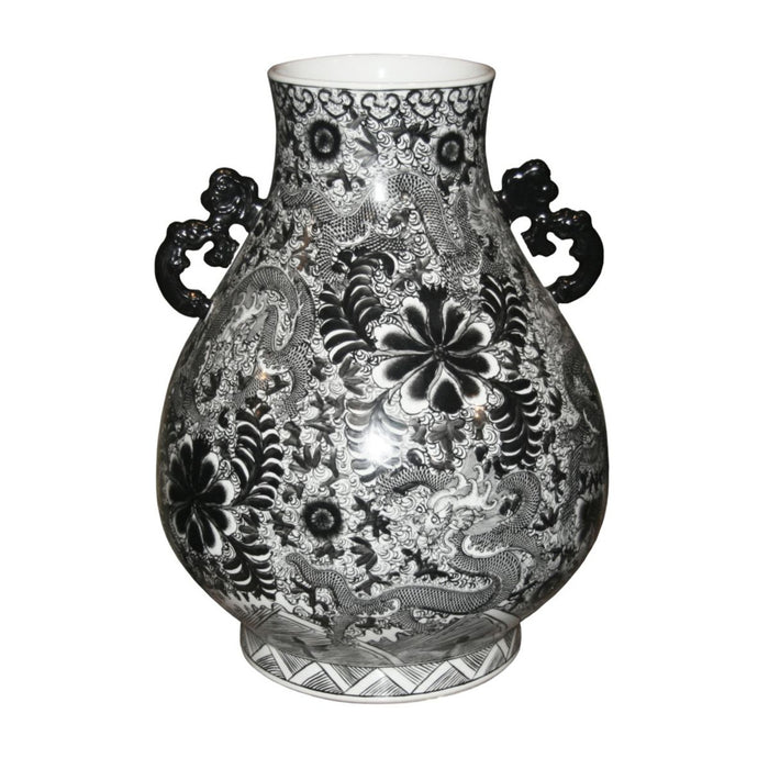 Black Dragon Deer Head Vase