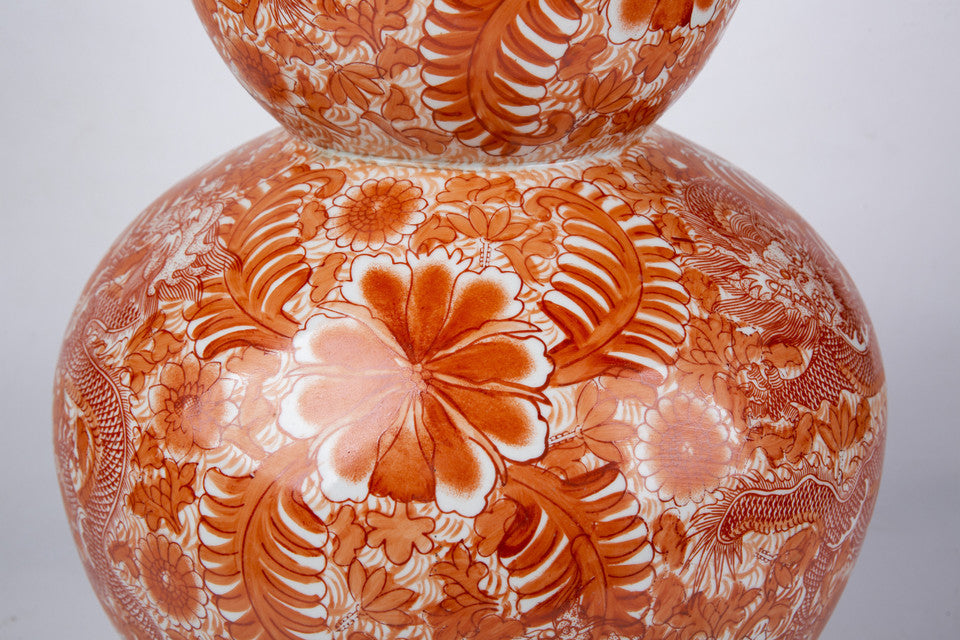 Orange Dragon Gourd Vase