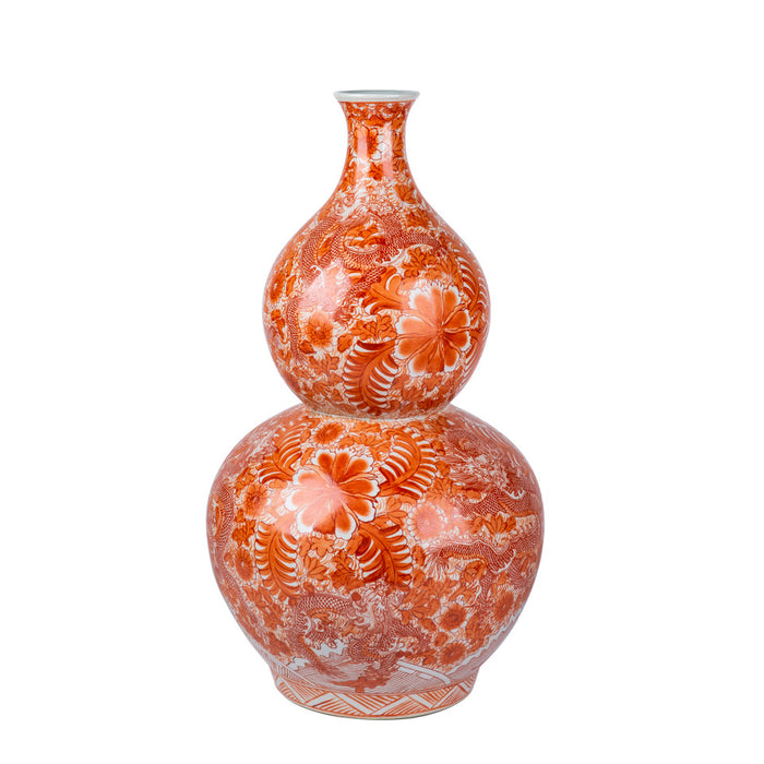 Orange Dragon Gourd Vase