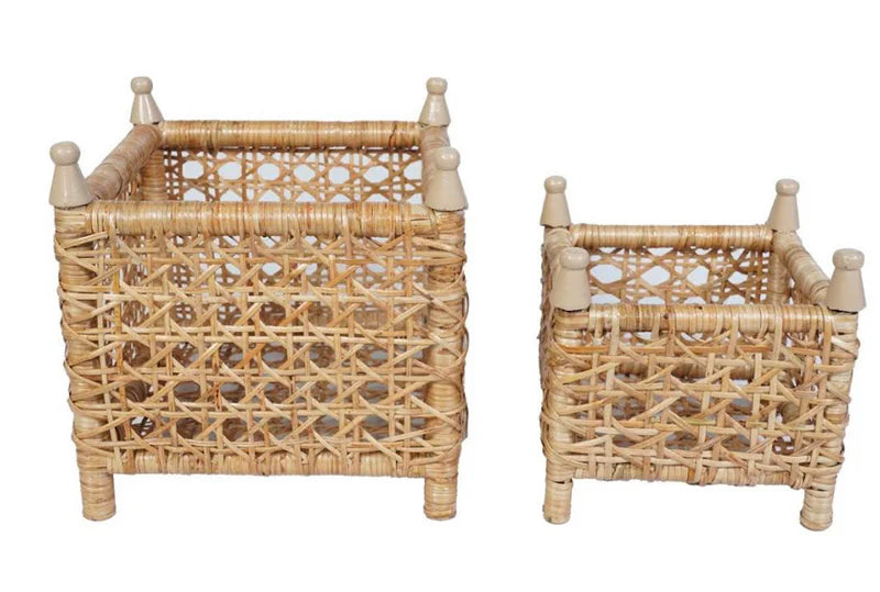 Boxwood Natural Cane Wicker Box Planter