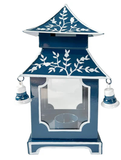 Boxwood Navy & White Chinoiserie Pagoda Lantern