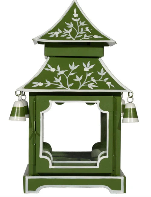 Boxwoood Green & White Cand Pagoda Lantern