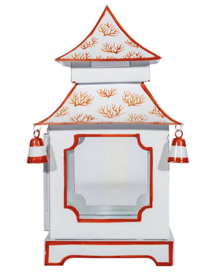 Coral & White Pagoda Lantern