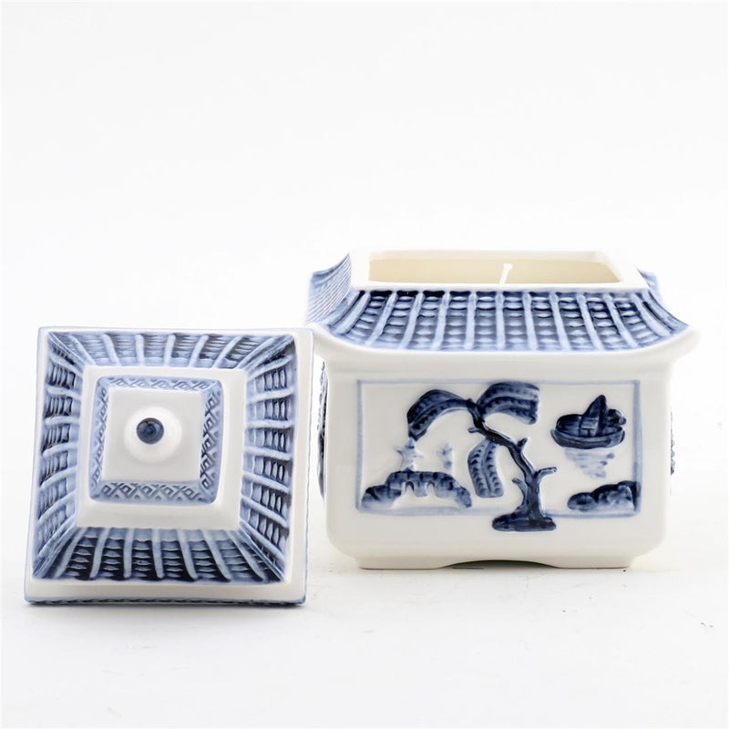 Blue and White Pagoda Candle