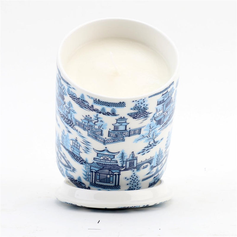 Blue and White chinoiserie candle