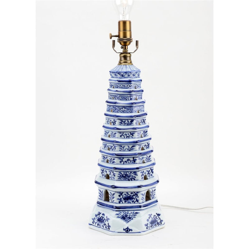 Blue and White Pagoda Lamp