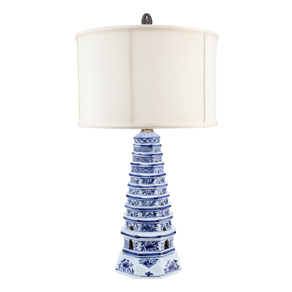 Blue and White Pagoda Lamp