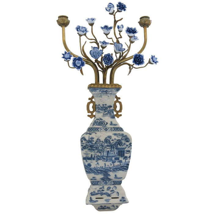 Blue Willow wall vase