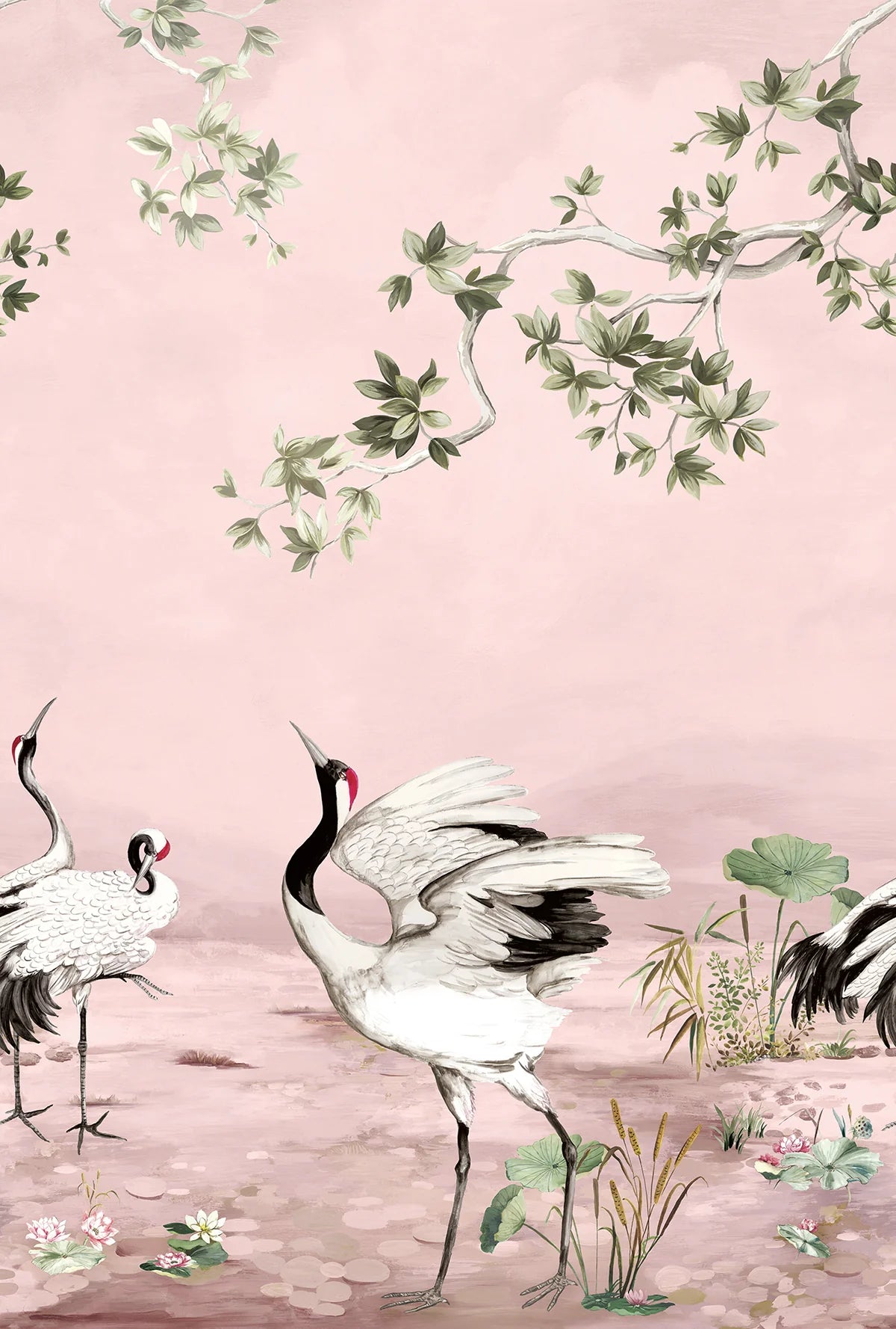 Crane Mural Daisy Bennett Pink