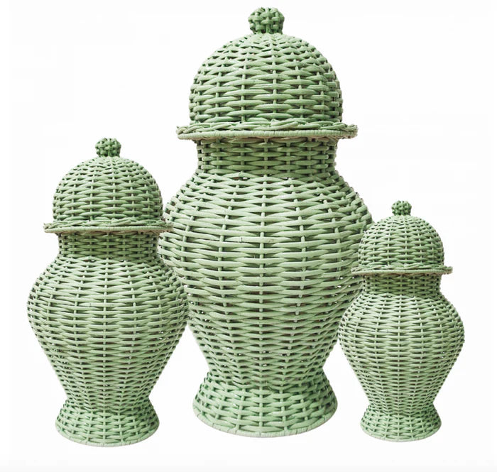 Boxwood Green Rattan Jar