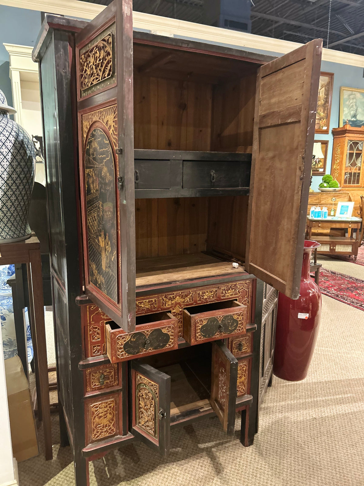 $476 19th Century Hsin Wall Dream Cabinet