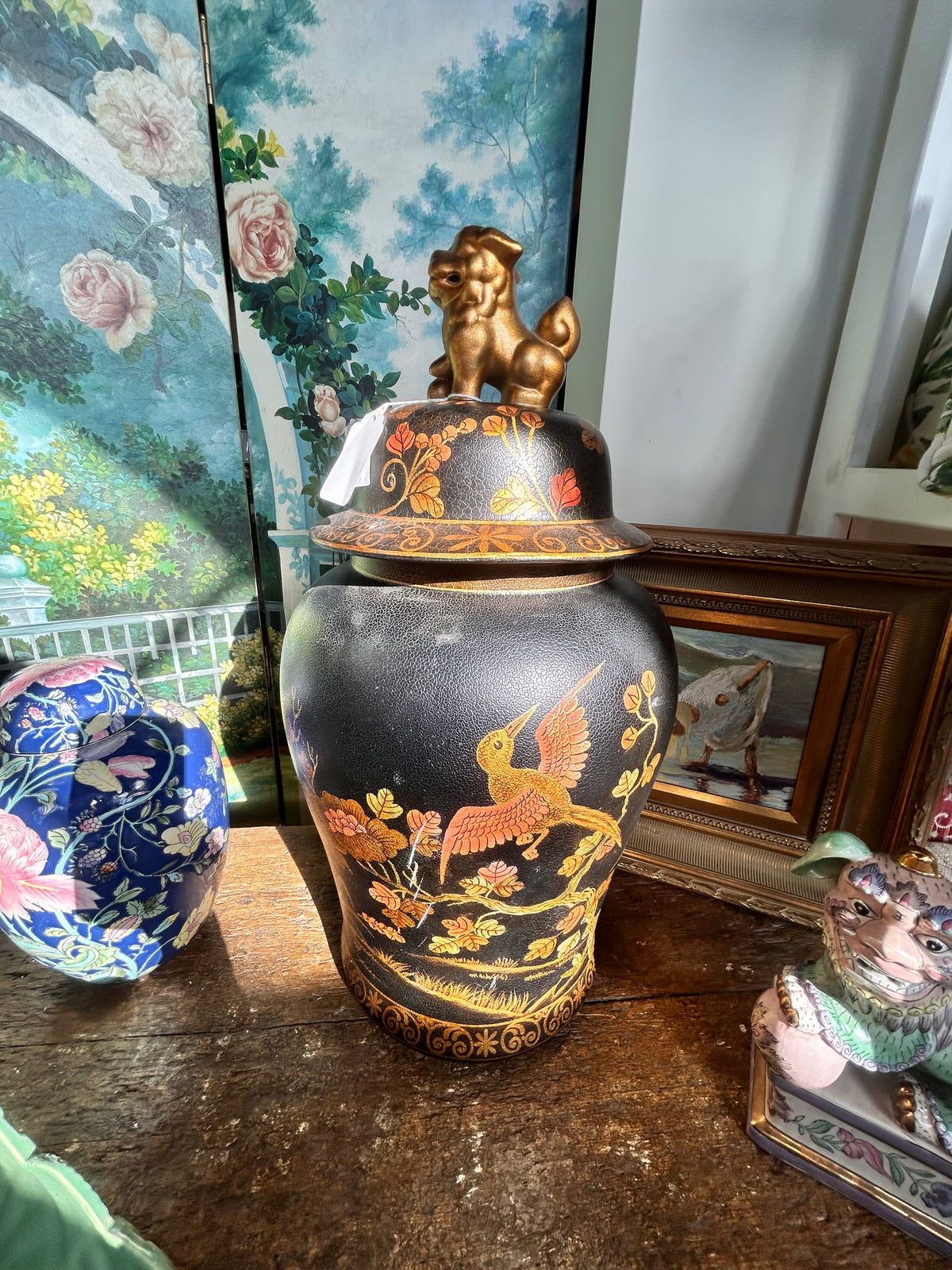 $122.50 Black and Gold Foo Dog Jar