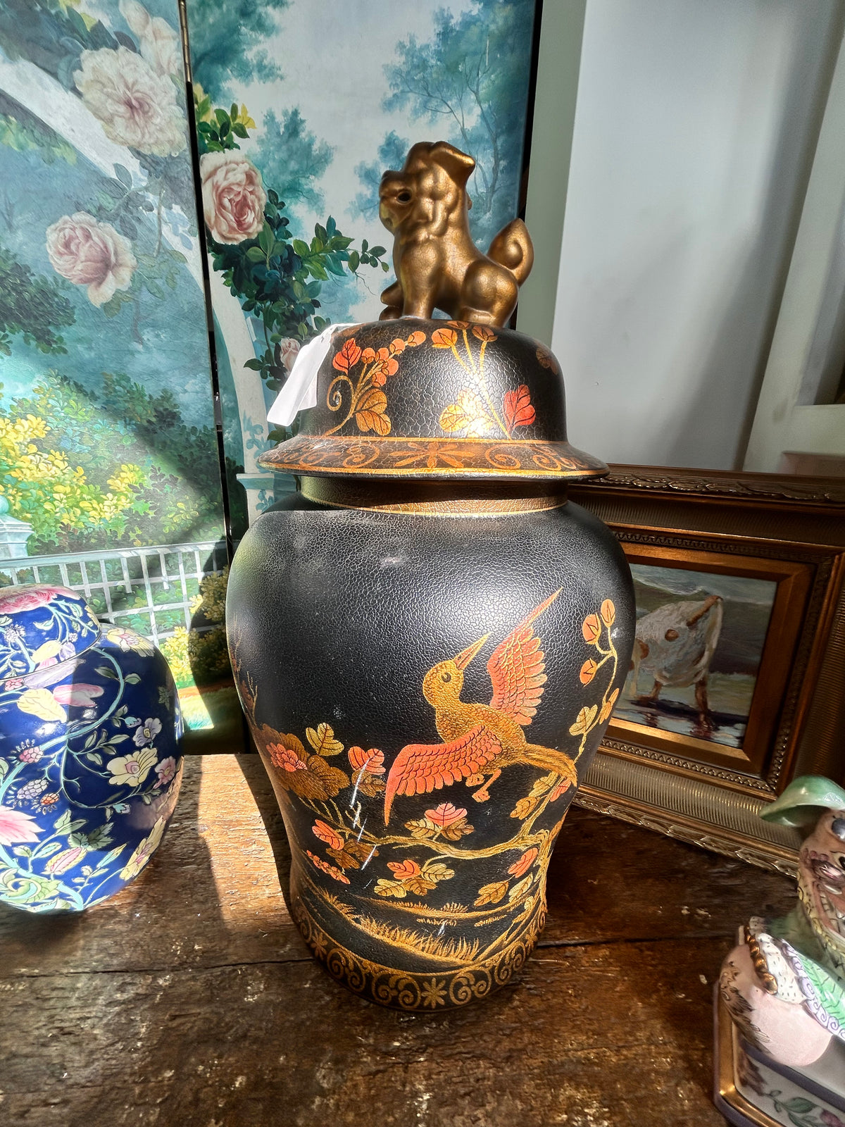 $122.50 Black and Gold Foo Dog Jar