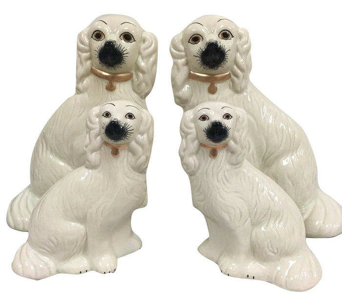 Staffordshire Dogs in Ivory and Gold