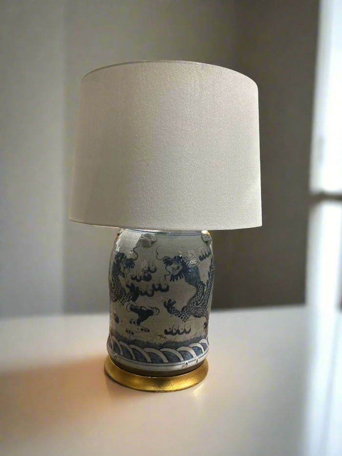 Blue Dragon Jar Table Lamp