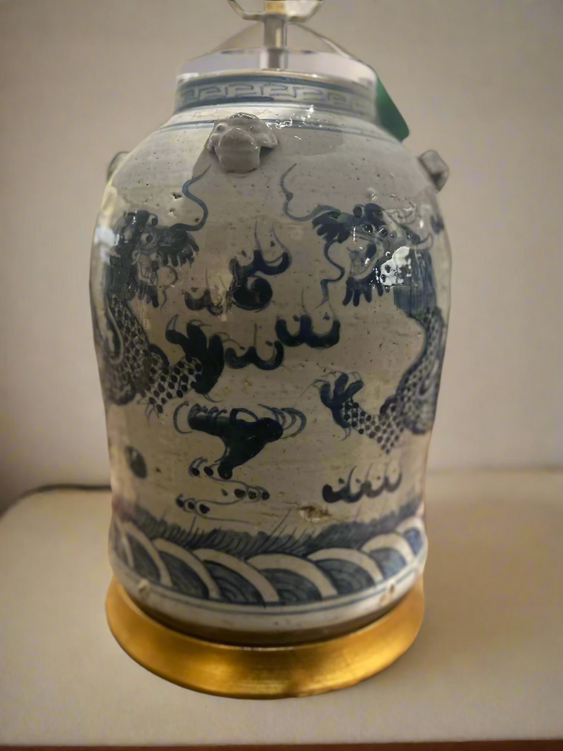 Blue Dragon Jar Table Lamp