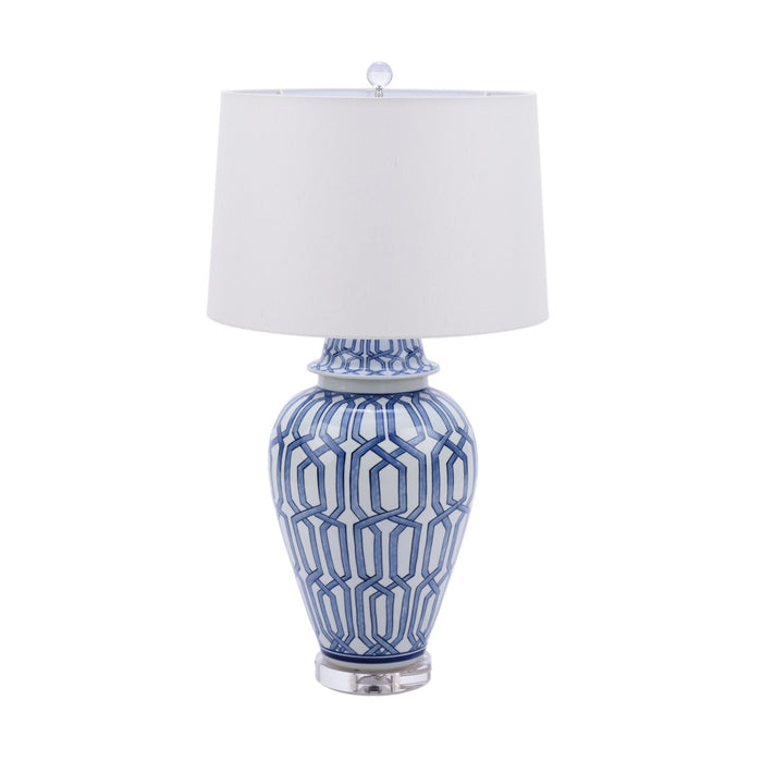 Blue and White Cross Diamond Table Lamp