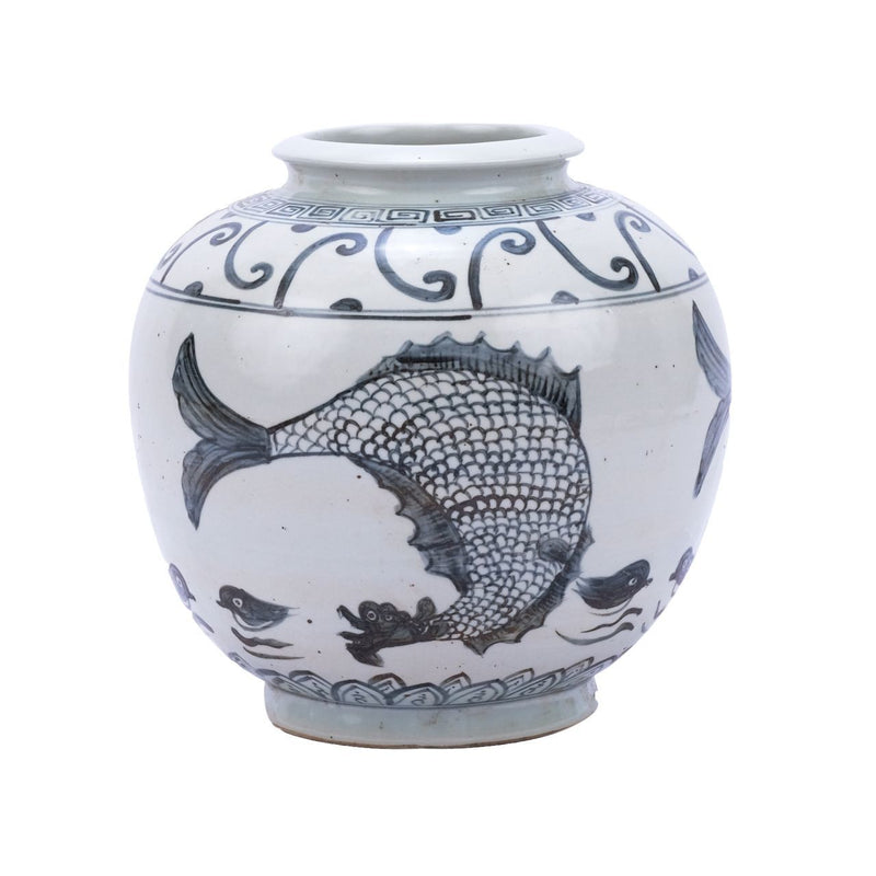 Indigo Yuan Fish Open Top Porcelain