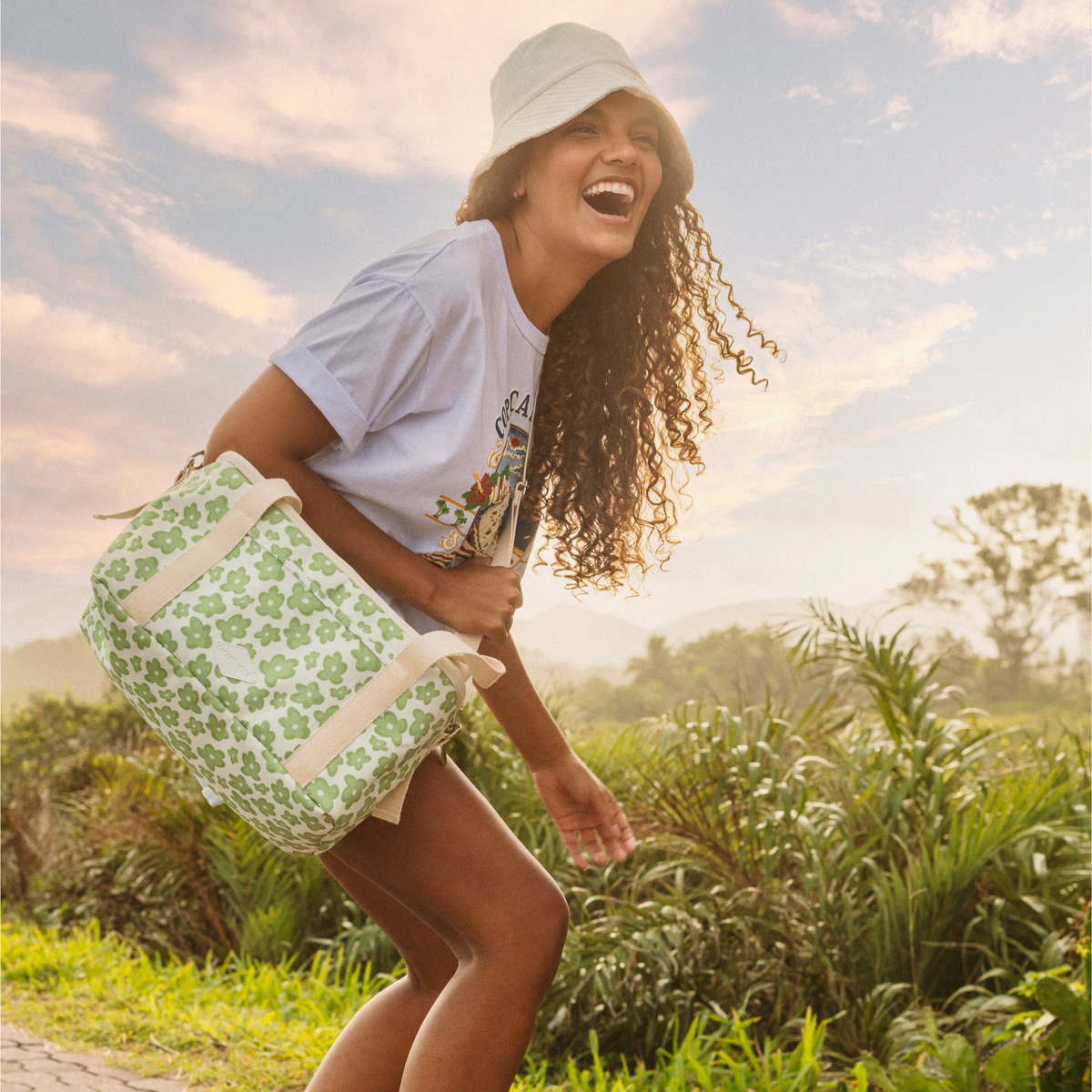 Box Cooler Sage Retro Floral