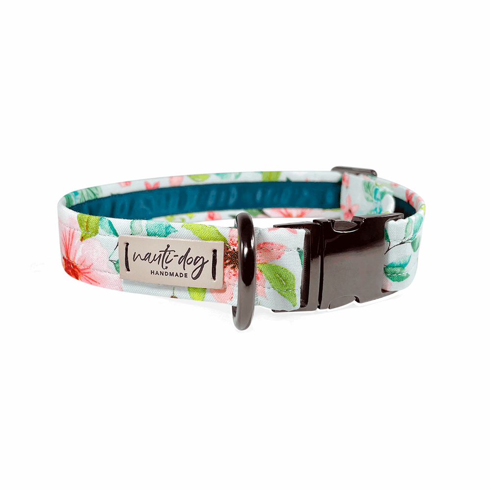 Magnolia Watercolor Spring Floral Buckle & Martingale Dog Collar