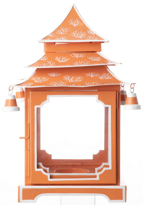 Boxwood Coral & White Pagoda Lantern